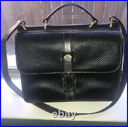 Vintage GUCCI Business Black Leather Shoulder Briefcase Laptop Messenger Bag 12