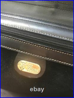 Vintage GUCCI Business Black Leather Shoulder Briefcase Laptop Messenger Bag 12