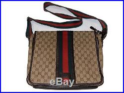 Vintage Gucci Authentic Monogram Canvas Messenger Laptop Crossbody Bag Ophidia