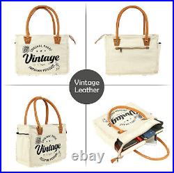 Vintage Handbag Leather Tote Bag Shopper Purse Shoulder Laptop Bag for Women