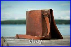 Vintage Leather Full Flap Messenger Laptop Computer Handmade Satchel Work Bag