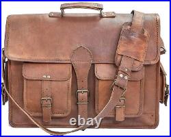 Vintage Leather Laptop Briefcase Handmade Messenger Computer Satchel Work Bag