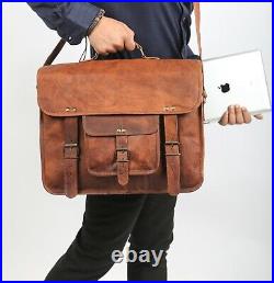 Vintage Leather Laptop Briefcase Messenger Satchel Computer Bag for Women & Men