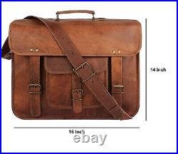 Vintage Leather Laptop Briefcase Messenger Satchel Computer Bag for Women & Men