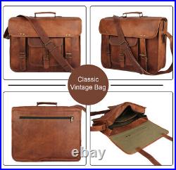 Vintage Leather Laptop Briefcase Messenger Satchel Computer Bag for Women & Men