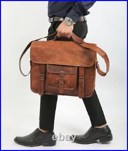 Vintage Leather Laptop Briefcase Messenger Satchel Computer Bag for Women & Men