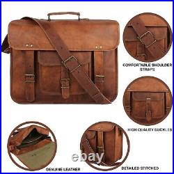 Vintage Leather Laptop Briefcase Messenger Satchel Computer Bag for Women & Men