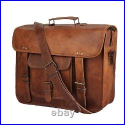 Vintage Leather Laptop Briefcase Messenger Satchel Computer Bag for Women & Men