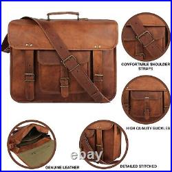 Vintage Leather Laptop Briefcase Messenger Satchel Computer Bag for Women & Men2