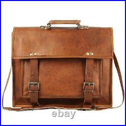 Vintage Leather Laptop Messenger Satchel Briefcase Computer Bag for men & women