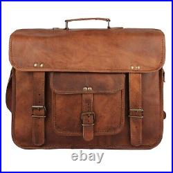 Vintage Leather Laptop Messenger Satchel Briefcase Computer Bag for men & women