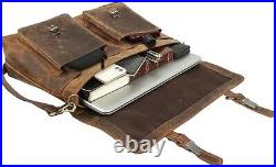 Vintage Leather Messenger Laptop Briefcase Satchel Computer Bag for Women & Men