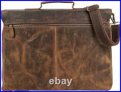 Vintage Leather Messenger Laptop Briefcase Satchel Computer Bag for Women & Men