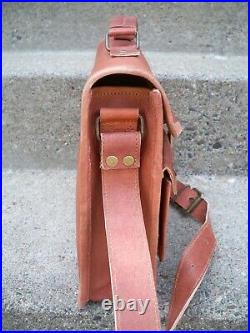 Vintage Leather School Scholar Lawyer Messenger Cross Body Bag iPad Laptop Pack
