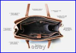 Vintage Men Leather Briefcase Travel 15 Laptop Shoulder Messenger Bag Satchel