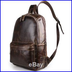 Vintage Men Women Leather Backpack Travel Hiking 16 Laptop School Bag Daypack