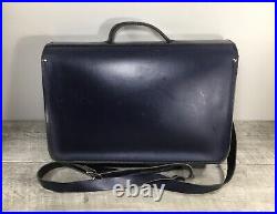 Vintage Purple Leather Messenger Shoulder Laptop School Handbag Purse Bag