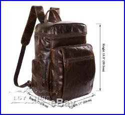 Vintage Travel Men's Women Genuine Cowhide Leather Backpack Travel Laptop bag