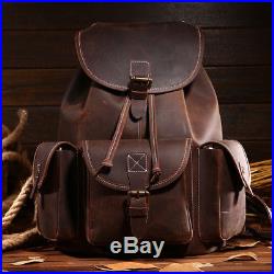 Vintage Unisex Backpack Genuine Leather Laptop Bag Men Luxury Travel knapsack