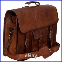 Vintage genuine leather men & women messenger satchel briefcase laptop brown bag