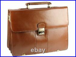 Visconti 01775 Brown Leather Men Briefcase Business Bag Shoulder Laptop Gift