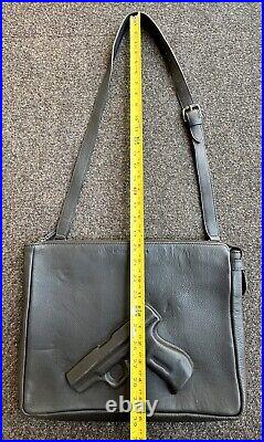 Vlieger & Vandam Gun Black Leather Laptop Bag Shoulder Strap Unisex