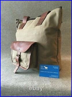 Waxed Canvas Tote Bag Goat Leather WC-TOTE-P Pocket Handmade 13 Laptop YKK Zip