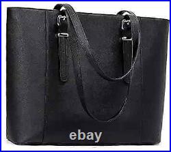 Women Briefcase 15.6 inch Laptop Tote Bag Vintage Leather Handbags 4-black