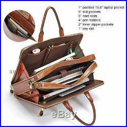 Women Oil Wax Leather Briefcases Slim Large Business 15.6 Laptop Vintage Sho