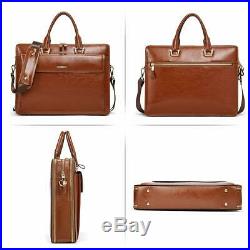 Women Oil Wax Leather Briefcases Slim Large Business 15.6 Laptop Vintage Sho