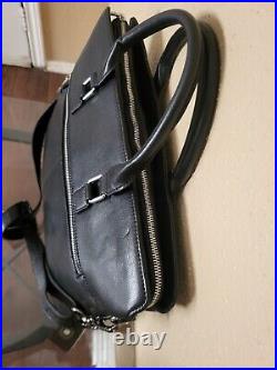 Women's Black Satchel & Crossbody Laptop Leather Large Bag. Cond Is V. Gd