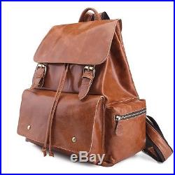 Women's Genuine Leather Travel Backpack Hiking Notebook Schoolbag 14 Laptop Bag
