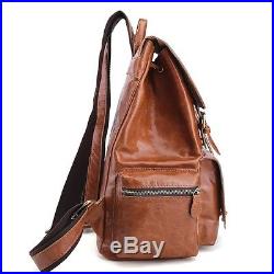 Women's Genuine Leather Travel Backpack Hiking Notebook Schoolbag 14 Laptop Bag