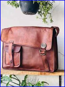 Women's Italian Leather Vintage Laptop Handmade Briefcase Bag All in One Bag