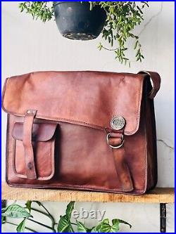 Women's Italian Leather Vintage Laptop Handmade Briefcase Bag All in One Bag