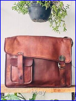 Women's Italian Leather Vintage Laptop Handmade Briefcase Bag All in One Bag