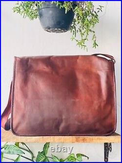 Women's Italian Leather Vintage Laptop Handmade Briefcase Bag All in One Bag