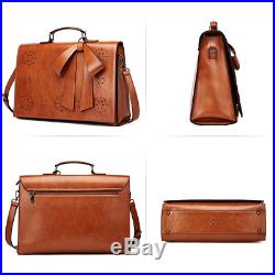 Women's Laptop Bag 15.6 Inch Large Capacity Oil Wax Leather Work Bag Vintage Zip