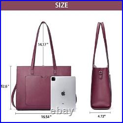Women's Leather Laptop Bag, 15.6 Inch Shoulder Tote Bag Briefcase 4-fuchsia