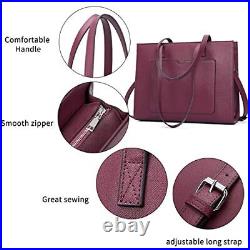 Women's Leather Laptop Bag, 15.6 Inch Shoulder Tote Bag Briefcase 4-fuchsia