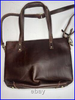 Women's Montana Hudson Vintage Eva Leather Zip Tote Laptop Bag Sepia