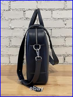 Women's Top Grain Italian Leather Bag MSRP $380 Navy Blue & White