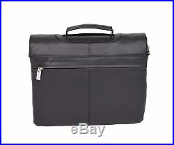 Womens BRIEFCASE Soft Black Leather Laptop Files Office Executive Business BAG