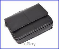 Womens BRIEFCASE Soft Black Leather Laptop Files Office Executive Business BAG