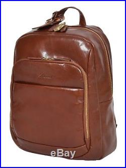 Womens Backpack Luxury Chestnut LEATHER Rucksack LARGE Casual Travel Laptop Bag