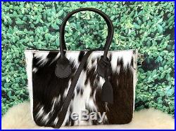 Womens Cowhide Tote Purse Leather Handbag Shoulder Laptop Bag Dark Brown Large