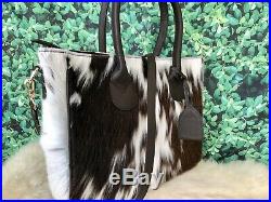 Womens Cowhide Tote Purse Leather Handbag Shoulder Laptop Bag Dark Brown Large
