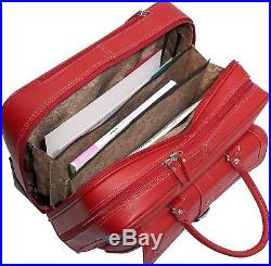 Womens Leather Rolling wheeled Laptop Case Briefcase Business Handbags Bag Bags
