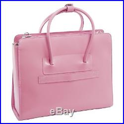 Womens Pink Italian Leather Laptop Tote Bag