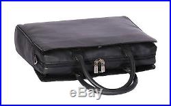 Womens Real Leather Briefcase Messenger Shoulder Office Laptop Bag Black